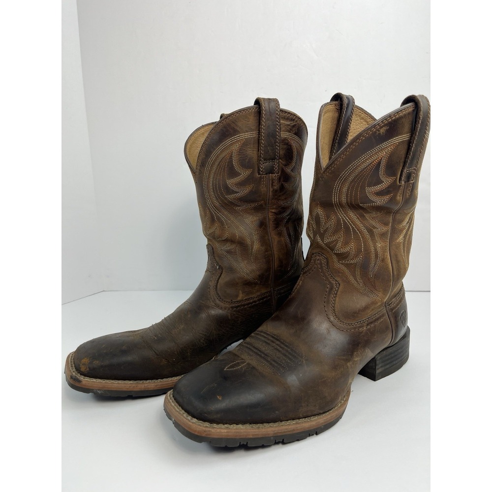 Ariat Men's Size 8.5D Hybrid Rancher Distressed Brown Square Toe Boots 10023175